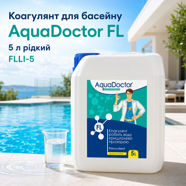 Коагулянт для очищення та прозорості басейну AquaDoctor рідина 5 л - изображение 4