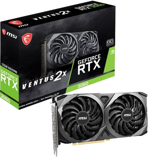 Відеокарта GeForce RTX 3060 12GB MSI Ventus 2X OC (RTX 3060 VENTUS 2X 12G OC) - Фото 1 Відеокарта GeForce RTX 3060 12GB MSI Ventus 2X OC (RTX 3060 VENTUS 2X 12G OC) - изображение 1
