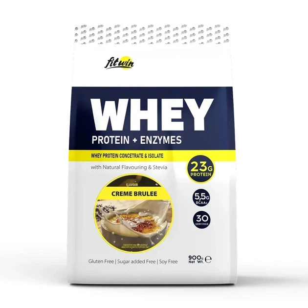 Протеин сывороточный FitWin Whey 900 г 77% белка вкус Крем-брюле - Фото 1 Протеин сывороточный FitWin Whey 900 г 77% белка вкус Крем-брюле - изображение 1