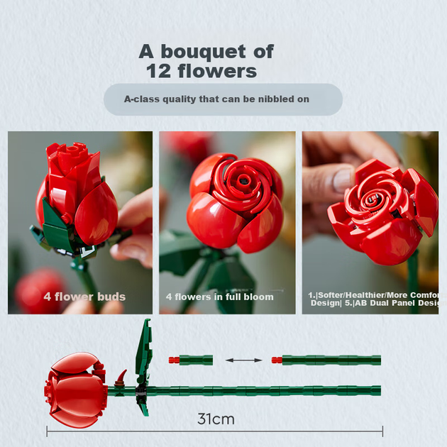 Конструктор LEGO Botanicals Букет роз 822 детали (10328) - Фото 8 Конструктор LEGO Botanicals Букет роз 822 детали (10328) - изображение 8