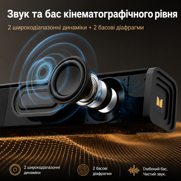 Саундбар домашний кинотеатр MONSTER S220 40W Bluetooth колонка беспроводная акустическая система для телевизора Smart TV проектора ПК ноутбука домашнего кинотеатра звуковая панель саундбар для TV Android iPhone планшета мощный стереозвук - изображение 6