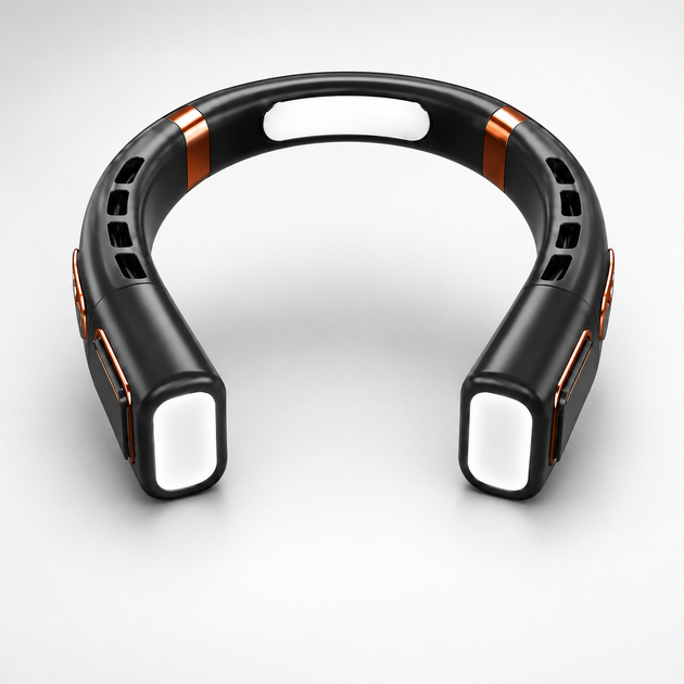 Портативный безлопастной вентилятор на шею ABUDO TQ-L25MAX с LED дисплеем, фонариком, с 5 скоростями, USB, черный - Фото 8 Портативный безлопастной вентилятор на шею ABUDO TQ-L25MAX с LED дисплеем, фонариком, с 5 скоростями, USB, черный - изображение 8