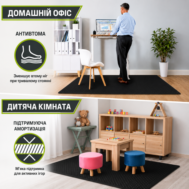 Фитнес-коврик пазл EVA 60 × 60 × 1 см PZ-601 Black 1 шт - изображение 7