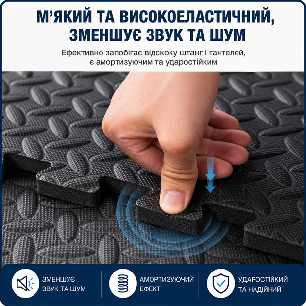 Фитнес-коврик пазл EVA 60 × 60 × 1 см PZ-601 Black 1 шт - изображение 8