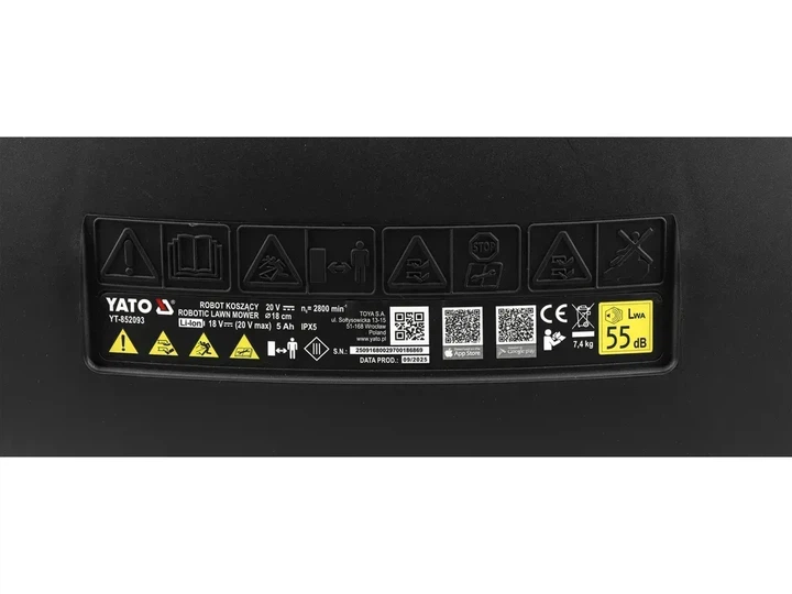 Газонокосарка акумуляторна YATO YT-852093 (з АКБ і ЗП) - Фото 8 Газонокосарка акумуляторна YATO YT-852093 (з АКБ і ЗП) - зображення 8