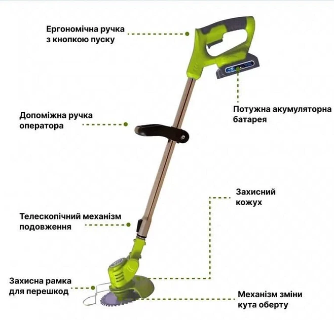 Акумуляторний триммер газонний ELTOS АТГ-20 (2 АКБ по 4А) - зображення 11