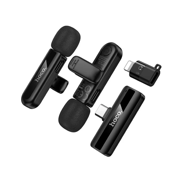 Микрофон беспроводной двойной Hoco L20A Lightning/USB-C Black (6942007655507) - изображение 4