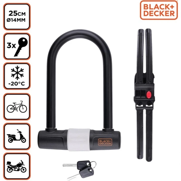 Замок велосипедний Black&Decker U-Lock 14x25 cm (871125223388) - зображення 3