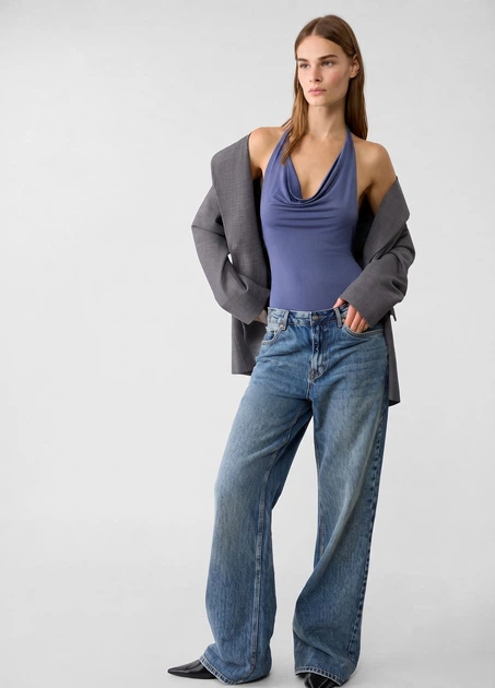 Боді драпіроване Stradivarius синє M - зображення 4