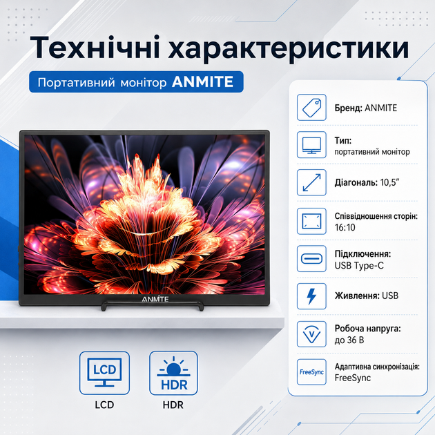 Портативний LCD-монітор 1280P з HDR - зображення 4