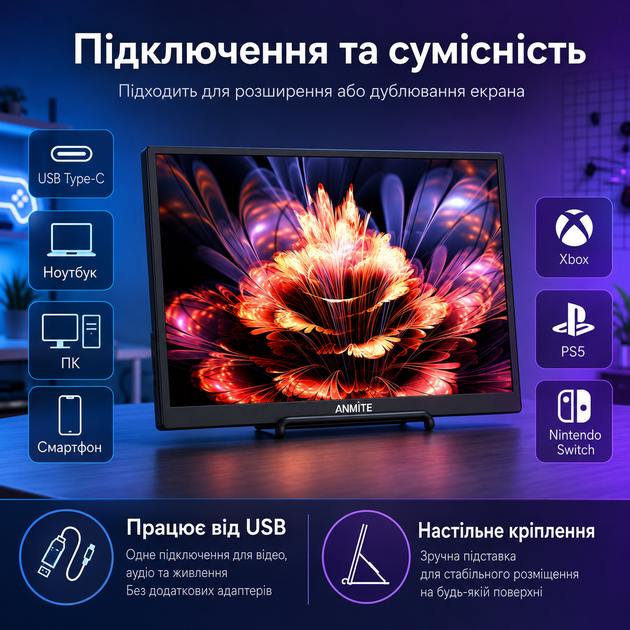 Портативний LCD-монітор 1280P з HDR - зображення 6