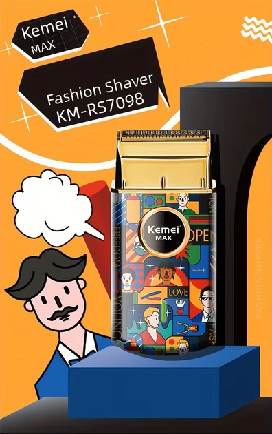 Kemei KM-RS7098 Электробритва Шейвер USB | Портативная Аккумуляторная Бритва для Мужчин - Фото 3 Kemei KM-RS7098 Электробритва Шейвер USB | Портативная Аккумуляторная Бритва для Мужчин - изображение 3
