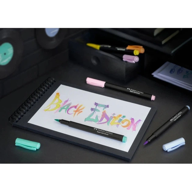 Фломастеры Faber-Castell кисточки Black Edition Pastel пастельных цветов, 6 цветов (32357) - изображение 6