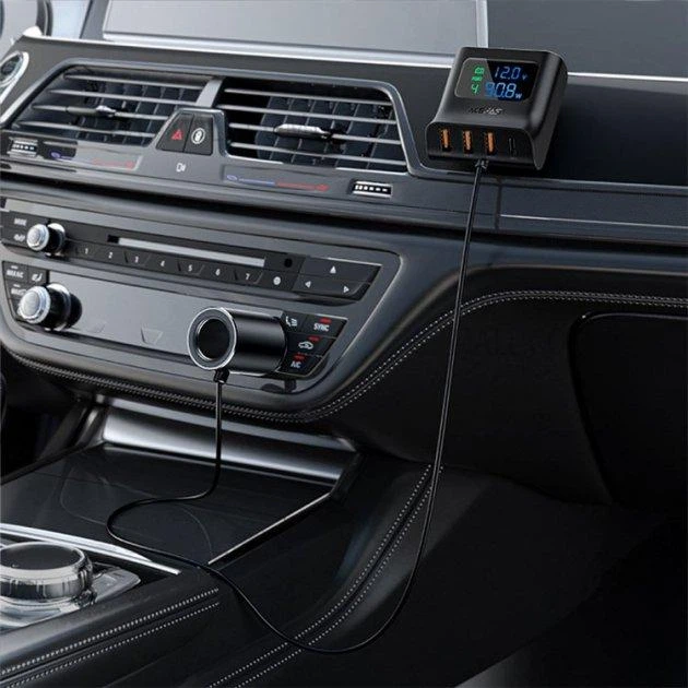 Автомобильное зарядное устройство для ACEFAST B8 Digital Display Car HUB Charger 2.4A, 90W, 4хUSB + Type-C Black (AFB8) - Фото 6 Автомобильное зарядное устройство для ACEFAST B8 Digital Display Car HUB Charger 2.4A, 90W, 4хUSB + Type-C Black (AFB8) - изображение 6