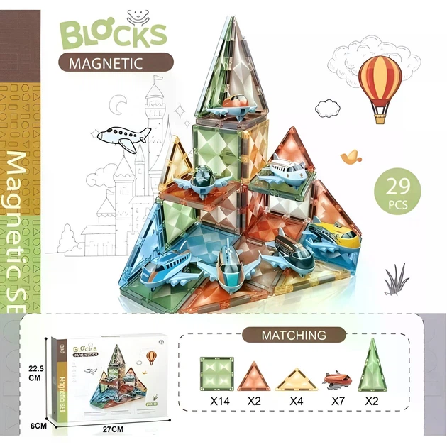 Конструктор магнитный Magnetic Building Blocks CH1212 "Аэропорт" 29 деталей, от 3-х лет (txn-18629) - изображение 4