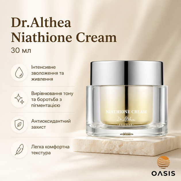 Крем для вирівнювання тону шкіри обличчя Dr.Althea Niathione Cream 30 мл - зволоження, сяйво, антиоксидантний догляд - Фото 1 Крем для вирівнювання тону шкіри обличчя Dr.Althea Niathione Cream 30 мл - зволоження, сяйво, антиоксидантний догляд - изображение 1