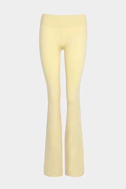 Женские бесшовные леггинсы клеш с заниженной посадкой Giulia FLEXING LEGGINGS JIVE XXS/XS Yellow-lemon grass, спортивные лосины клеш, из микрофибры - изображение 2