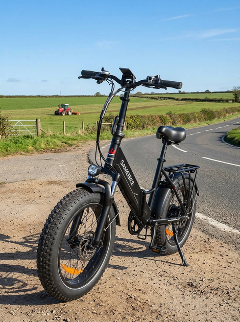 Велосипед електричний потужний складний електро фетбайк для дорослих fatbike з фарою корзиною та крилами жіночий чоловічий електровелосипед з широкими колесами для міста села Shimano на акумуляторі 750W 48V 13Ah LOTDM20 SAMEBIKE Чорний глянсовий 73889 - Фото 7 Велосипед електричний потужний складний електро фетбайк для дорослих fatbike з фарою корзиною та крилами жіночий чоловічий електровелосипед з широкими колесами для міста села Shimano на акумуляторі 750W 48V 13Ah LOTDM20 SAMEBIKE Чорний глянсовий 73889 - зображення 7