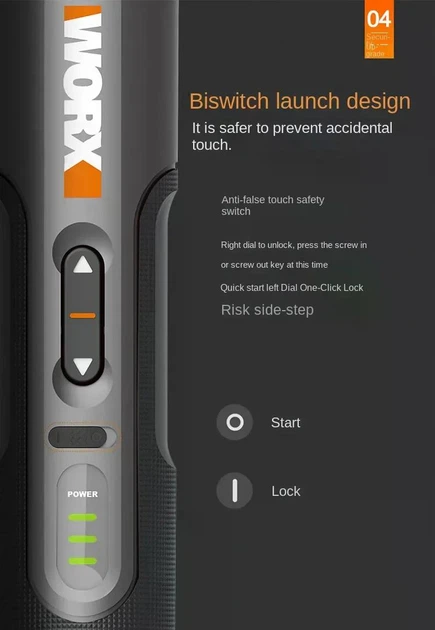 Акумуляторна викрутка Worx WX242 8Нм USB-C 30 насадок - Фото 8 Акумуляторна викрутка Worx WX242 8Нм USB-C 30 насадок - зображення 8