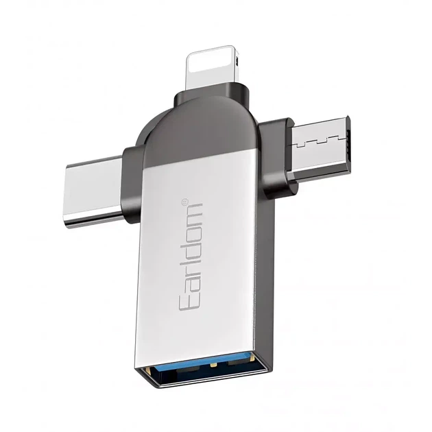 Переходник OTG Earldom ET-OT93 3-в-1 USB 3.0 на USB Type-C и Micro USB, универсальный адаптер для смартфона, планшета, ноутбука - Фото 1 Переходник OTG Earldom ET-OT93 3-в-1 USB 3.0 на USB Type-C и Micro USB, универсальный адаптер для смартфона, планшета, ноутбука - изображение 1