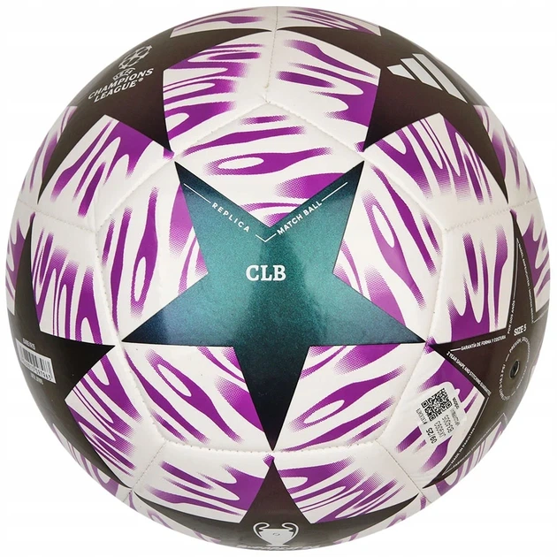 Футбольный мяч UCL 25/26 Club JX9093 размер №4 100% TPU бело-фиолетовый - изображение 4