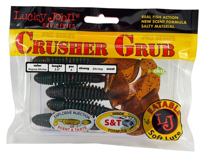 Твистер съедобный LJ Pro Series Crusher Grub 99 мм Соль и аттрактант Цвет 085 5 шт - Фото 3 Твистер съедобный LJ Pro Series Crusher Grub 99 мм Соль и аттрактант Цвет 085 5 шт - изображение 3