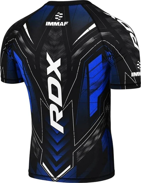 Футболка компресійна IMMAF-1 чорна, синя XL поліестер, спандекс - зображення 2