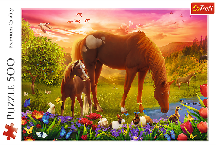 Puzzle Trefl Konie na łące 500 elementów (5900511374513) - obraz 3