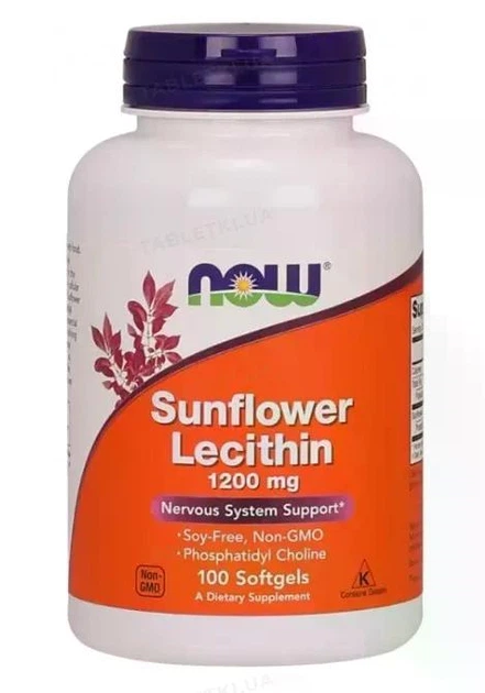 Добавка для мозку NOW Sunflower Lecithin 1200мг 200 капсул (200 порцій) - Фото 1 Добавка для мозку NOW Sunflower Lecithin 1200мг 200 капсул (200 порцій) - изображение 1