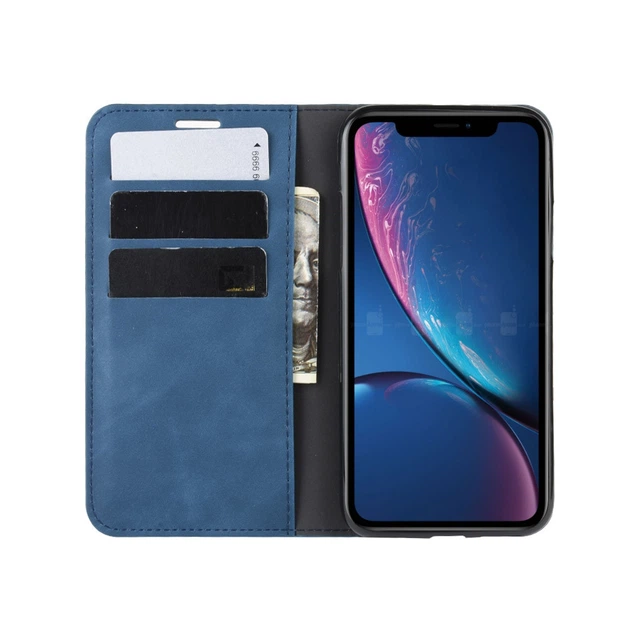 Чехол Taba Retro-Skin для iPhone XR книжка кожа PU с визитницей синий - изображение 5