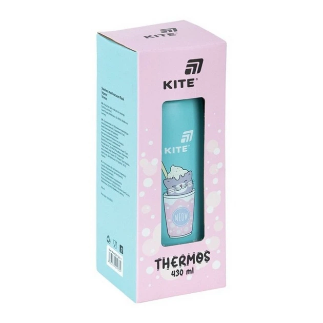 Термос Kite Hug in mug, с кнопкой, 430 мл, бирюзовый (K25-1221-1) - изображение 4