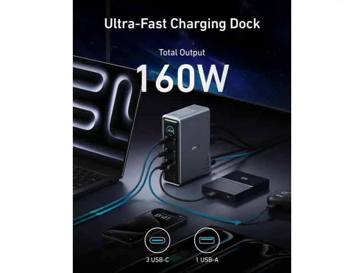 Док-станція ANKER 14-in-1 Prime Charging Docking Station Dual Display 160W (A83B63A1) - изображение 4