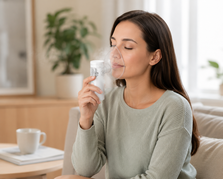 Портативний інгалятор-небулайзер Mesh Nebulizer SY308 ультразвуковий з USB заряджанням акумулятором дитячою і дорослою масками та загубником - изображение 5