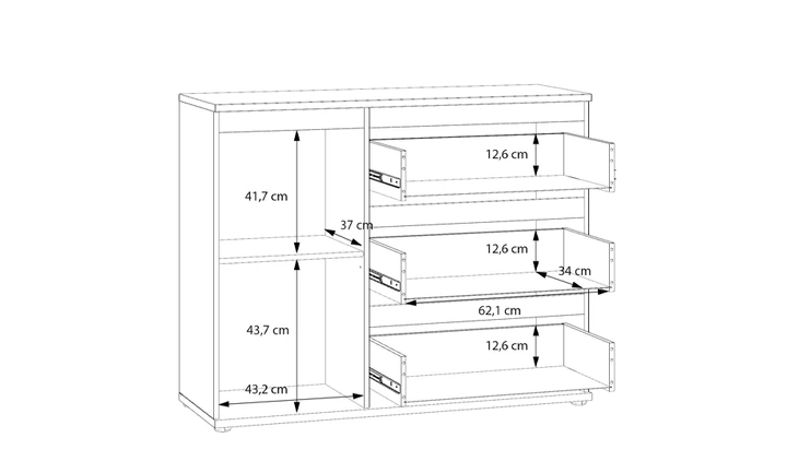 Комод 1д3ш Collet CETK221L дуб/песочный - изображение 6