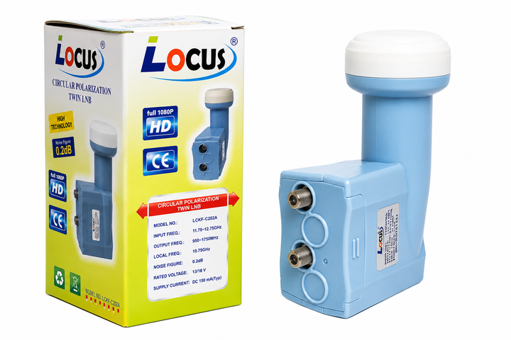 Конвертор супутниковий Locus Circular Twin LNB LCKF-C202A, 2 виходи - Фото 2 Конвертор супутниковий Locus Circular Twin LNB LCKF-C202A, 2 виходи - зображення 2