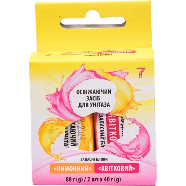 Освіжувач для унітазу "7" запаска 2 шт. Лимон-Квітковий - Фото 1 Освіжувач для унітазу "7" запаска 2 шт. Лимон-Квітковий - зображення 1