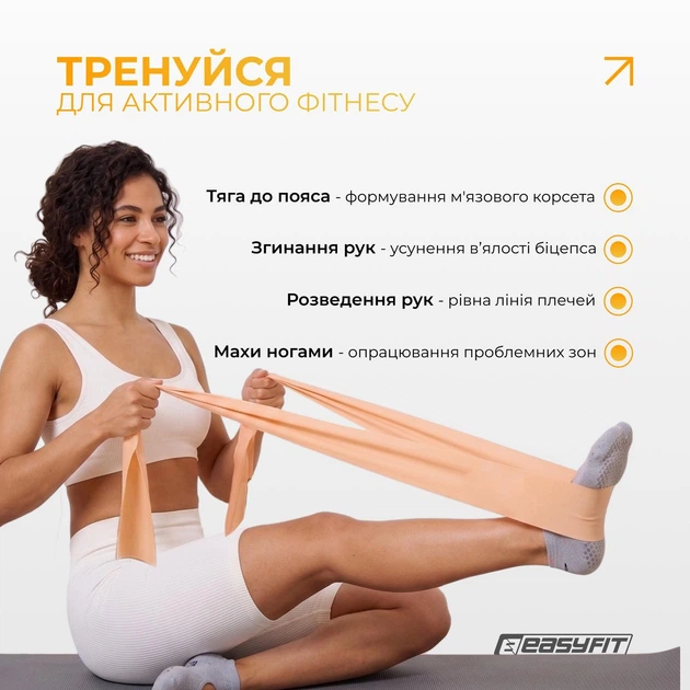 Эластичная лента-резинка EasyFit EPP для пилатеса 0.5 мм Персиковая (56003788) - Фото 4 Эластичная лента-резинка EasyFit EPP для пилатеса 0.5 мм Персиковая (56003788) - изображение 4