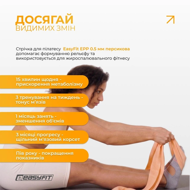 Эластичная лента-резинка EasyFit EPP для пилатеса 0.5 мм Персиковая (56003788) - Фото 8 Эластичная лента-резинка EasyFit EPP для пилатеса 0.5 мм Персиковая (56003788) - изображение 8