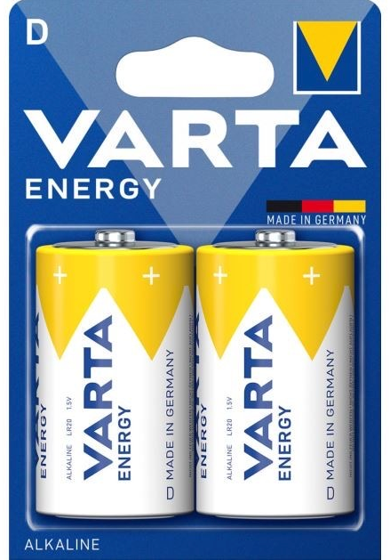 Батарейки VARTA Energy LR20/D, алкалінові, 1,5 В, 2 шт - Фото 1 Батарейки VARTA Energy LR20/D, алкалінові, 1,5 В, 2 шт - зображення 1