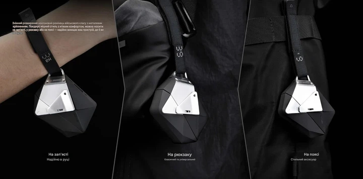 Чехол Aulumu A39 Geometric Case для наушников AirPods Pro 3 с замком и ремешком Серый - изображение 5