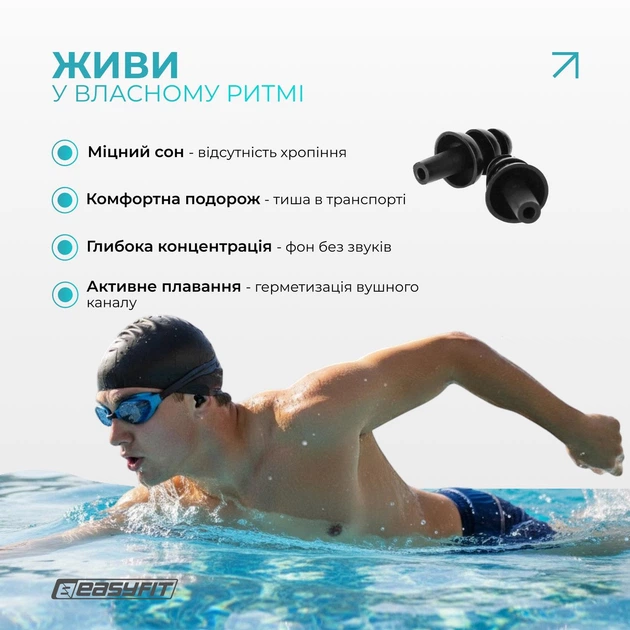 Беруши силиконовые многоразовые EasyFit Чёрные (56003799) - изображение 5
