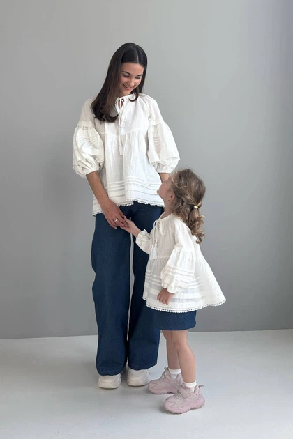 Жіноча лляна блуза з рукавами-ліхтариками Nenka XL Молочний (nenka3442-XL) - изображение 3