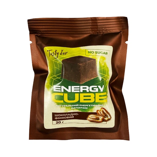 Батончик енергетичний Tasty Jar Шоколадно-фініковий 20г ENERGY CUBE - Фото 1 Батончик енергетичний Tasty Jar Шоколадно-фініковий 20г ENERGY CUBE - зображення 1