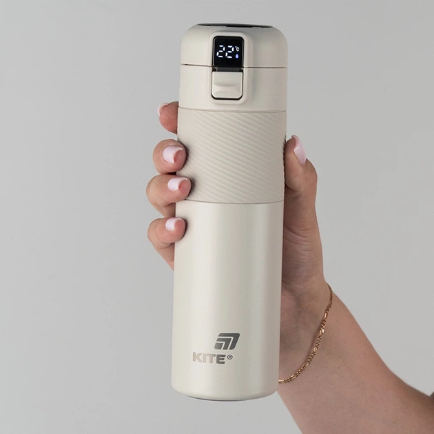 Термос Kite з термодатчиком 450 мл, бежевий (K25-1227-1) - зображення 6