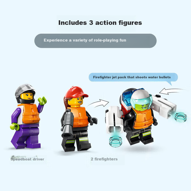 Конструктор LEGO City Пожарно-спасательная лодка 144 детали - изображение 4