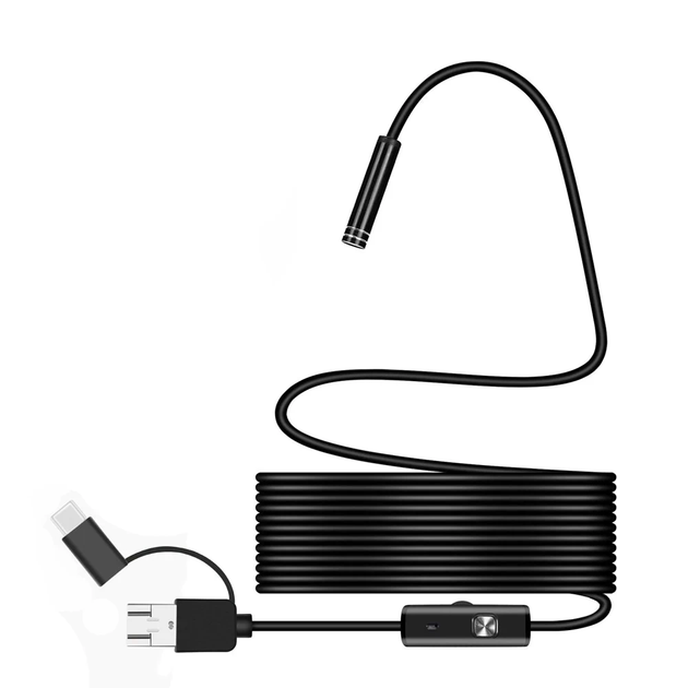 Жорсткий ендоскоп-бороскоп 2 метри 3в1 (USB-A, Micro-USB, USB-C), гнучка камера на жорсткому дроті 480p для Android/ПК/смартфона - Фото 6 Жорсткий ендоскоп-бороскоп 2 метри 3в1 (USB-A, Micro-USB, USB-C), гнучка камера на жорсткому дроті 480p для Android/ПК/смартфона - зображення 6