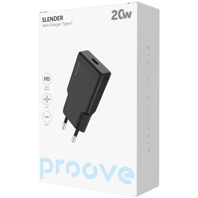 СЗУ Proove Slender 20W (Type-C) black - Фото 7 СЗУ Proove Slender 20W (Type-C) black - изображение 7