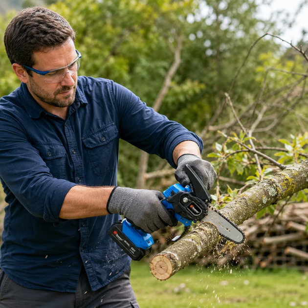 Акумуляторна ланцюгова пилка CHAIN SAW 6 дюймів DOMOTEC 68V 8Ah / Міні-пилка для обрізання дерев - зображення 3