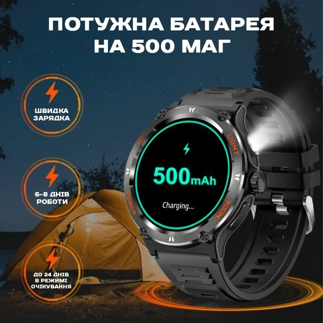 Смарт-годинник Smart Advanture Steel Black OLED 360x360 мм Полікарбонат Чорний - зображення 4