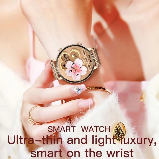 Умные часы Smart Flower X 1,32" AMOLED Металл 41 мм Золотистый с красным ремешком - изображение 5